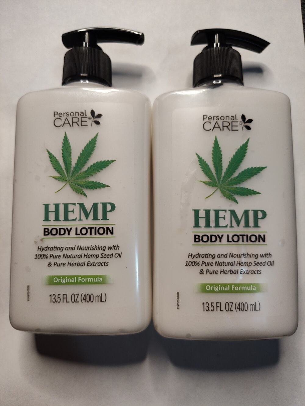 Lot of 2 Personal Care Hemp Body Lotion with Pump 13.5 oz ea